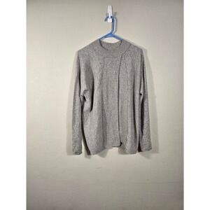 Cashmere Sweater Mock Neck Long Sleeve Pullover‎ Soft Knit Gray